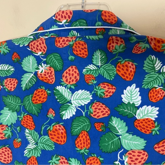 Printfresh Strawberry Fields Pajama Top 2X Button Front Short Sleeve - Picture 4 of 10